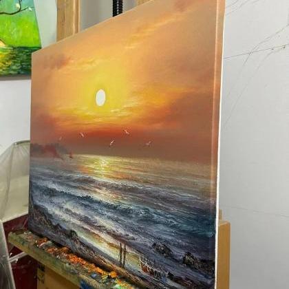 Hand-painted Modern Landscape Acrylic Oil Painting..