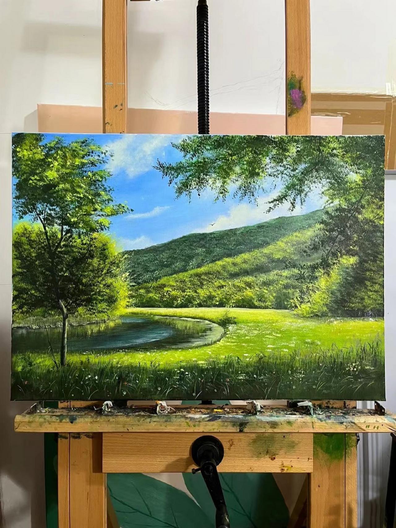 Hand-painted Acrylic Landscape Landscape Spot Wind Oil Painting