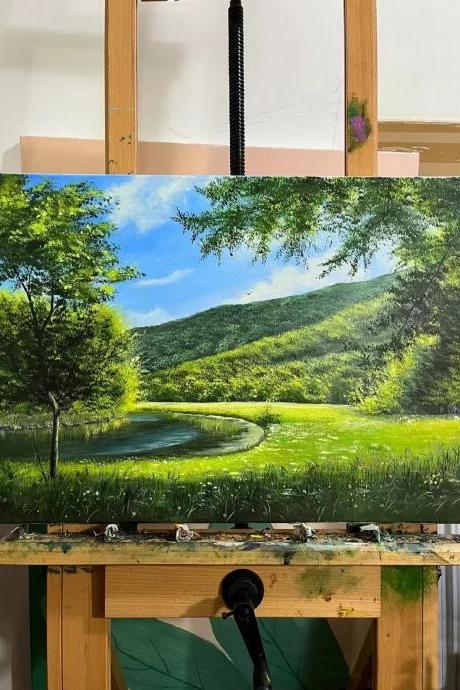 Hand-painted Acrylic Landscape Landscape Spot Wind Oil Painting